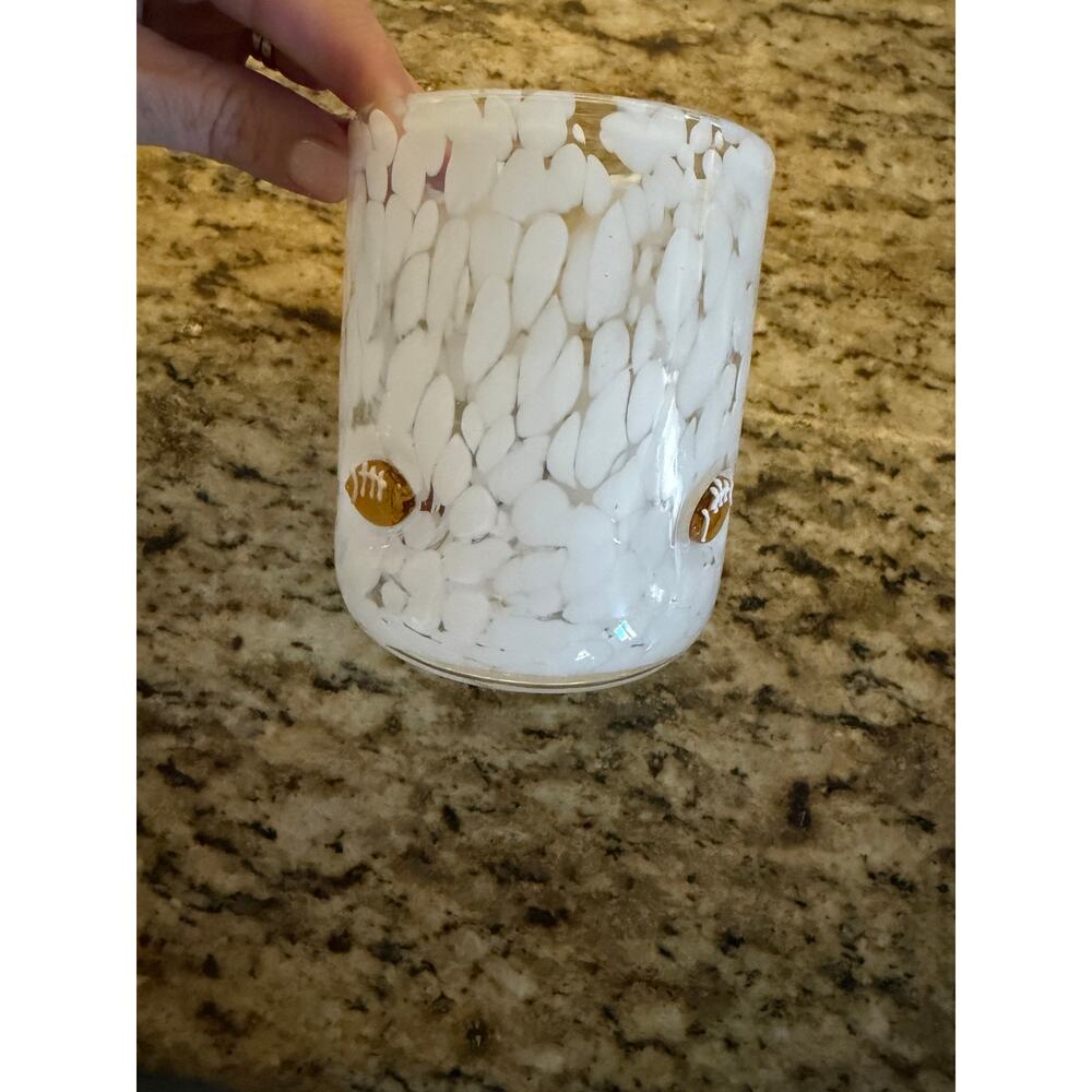 NWT-Anthropologie White Pebble Glass football Tumbler Cup by Anthropologie - Picture 4 of 4